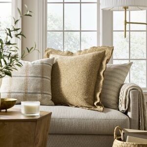NWT!Oversized Heather Square Throw Pillow Dark Tan/Cream Threshold Studio McGee